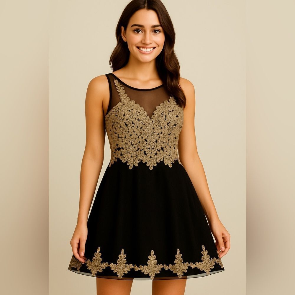 Exquisite Gold & Black Dress